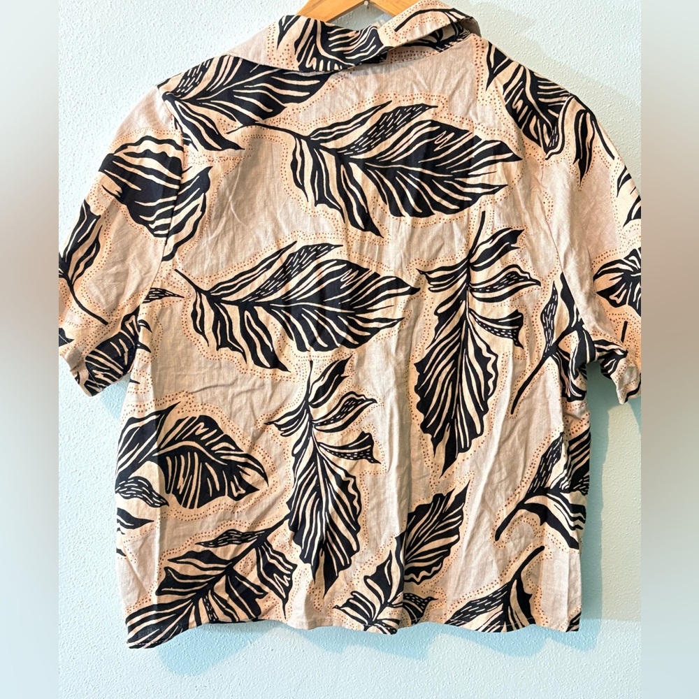LINEN PANAMA JACK MEDIUM ✨short sleeve tropical Leaf Print Button-Up Shirt EUC - Picture 3 of 5